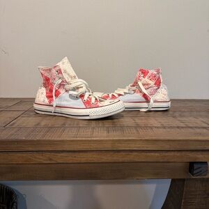 Converse Kids Red and White Patterned Sneakers